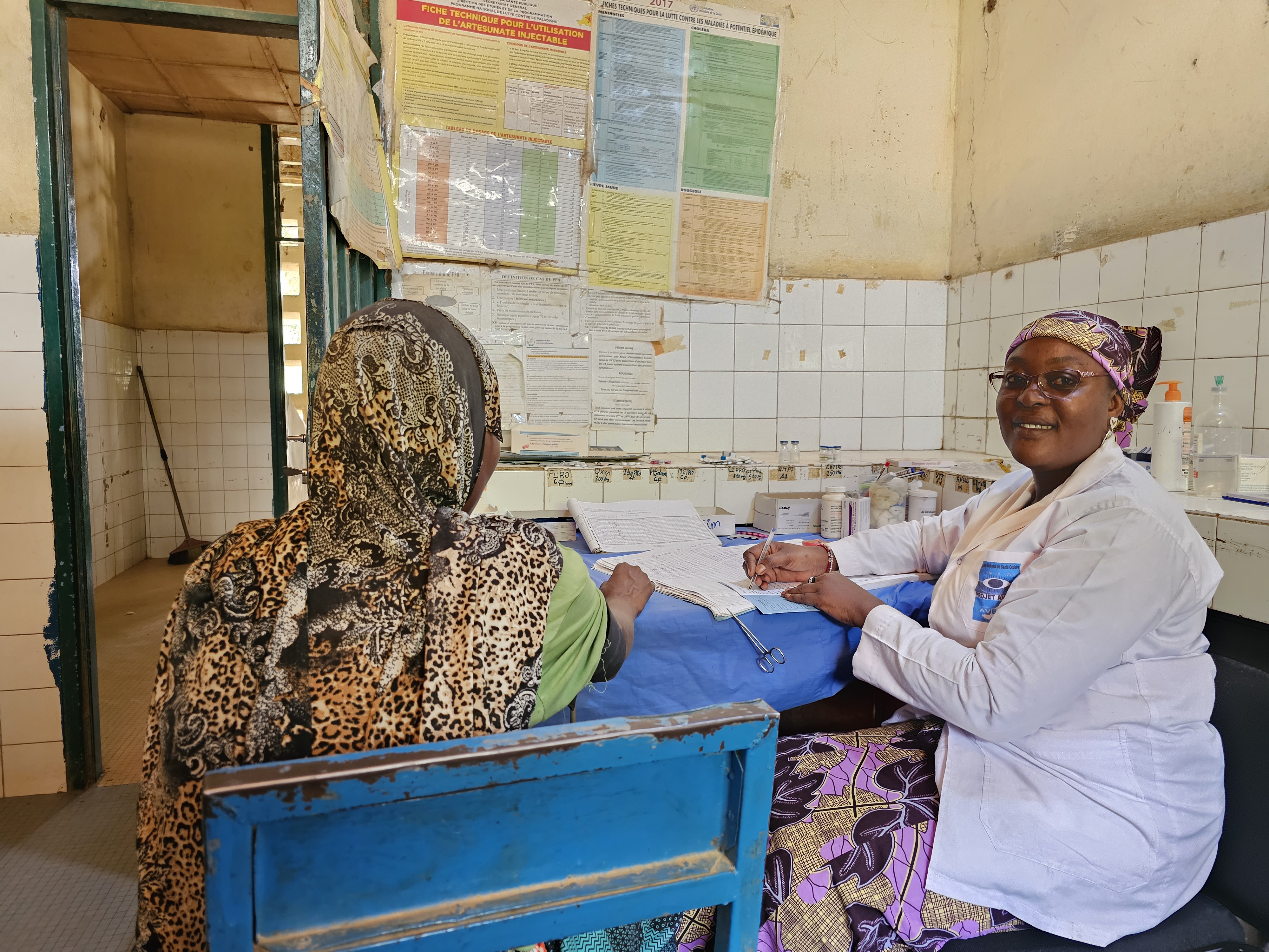 Nurse Rachida Boubacar sees a patient at the Maikalgo Health Center in southern Niger.  